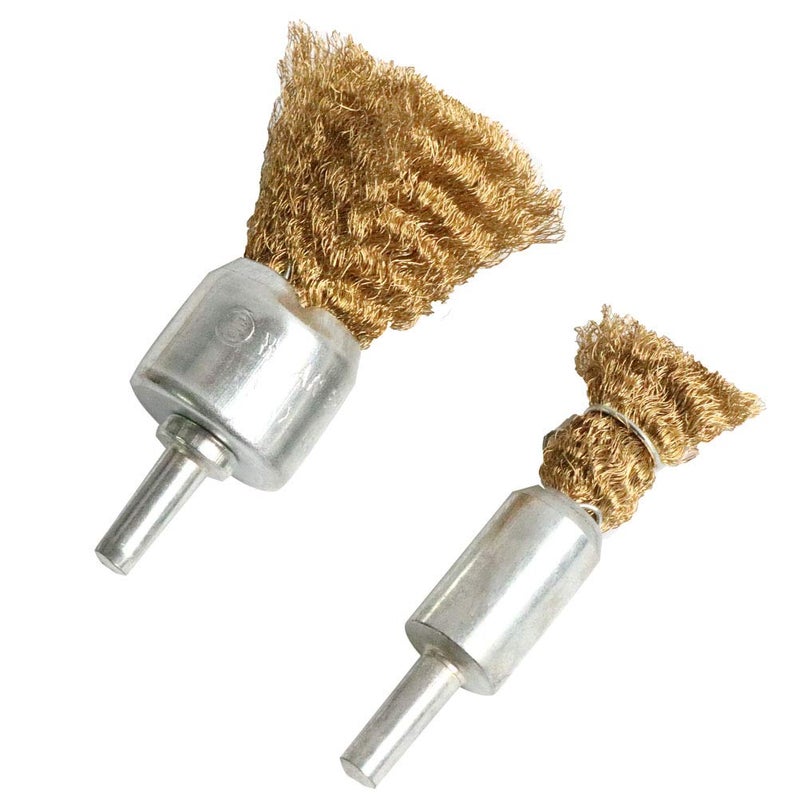 FPPO 5pcs Brass Wire Wheel Brush Kit for Drill,Crimped Cup Brush with 1/4-Inch Shank ,0.13mm True Brass Wire,Soft Enough to Cleaning or Deburring with Less Scrach - Image 4